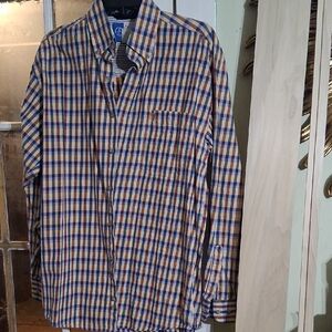 Wrangler Blue and Yellow Plaid Button Down Shirt